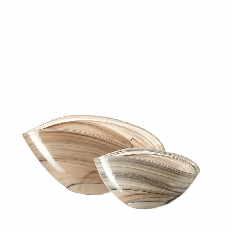 Leonardo Alabastro Schale 2er Set, Schüssel, Handgefertigt, Glas, Beige, B 20 cm, 14694