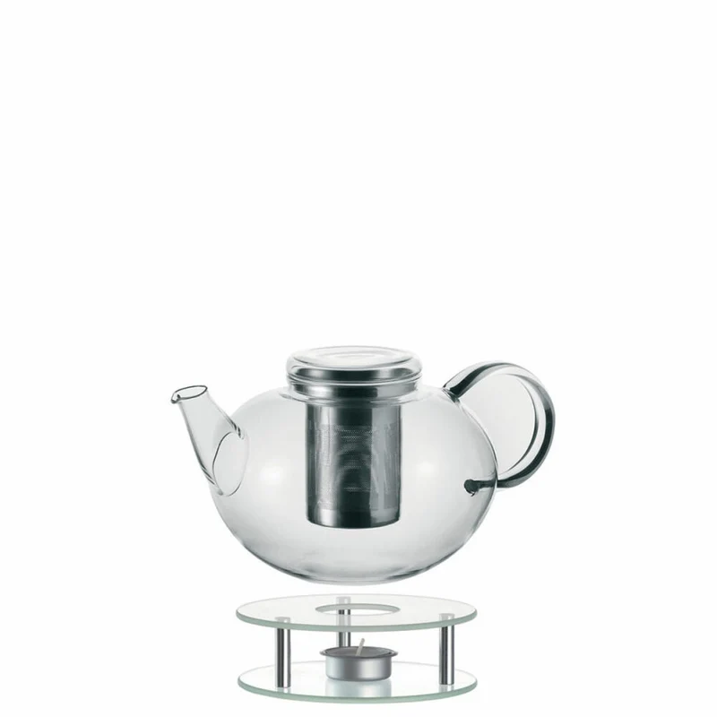 Leonardo Moon Set, Teekanne + Stövchen, Teewärmer, Tee Kanne, Metall-Einsatz für Losen Tee, Glas, 2 L, 14666