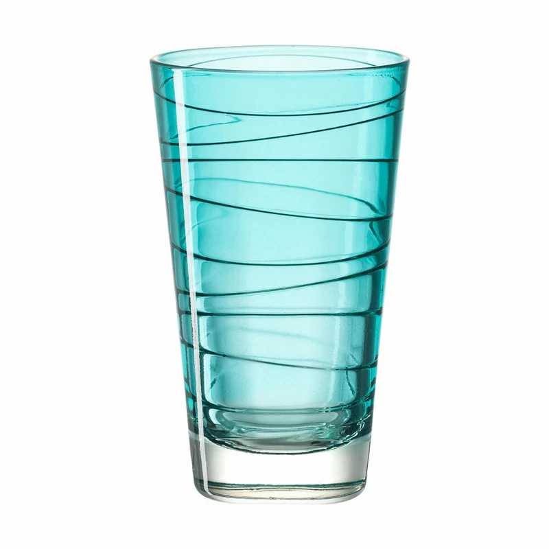 Leonardo Vario Struttura Trinkglas Groß 6er Set, Wasserglas, Saftglas, Glas, Türkis, 200 ml, 18238