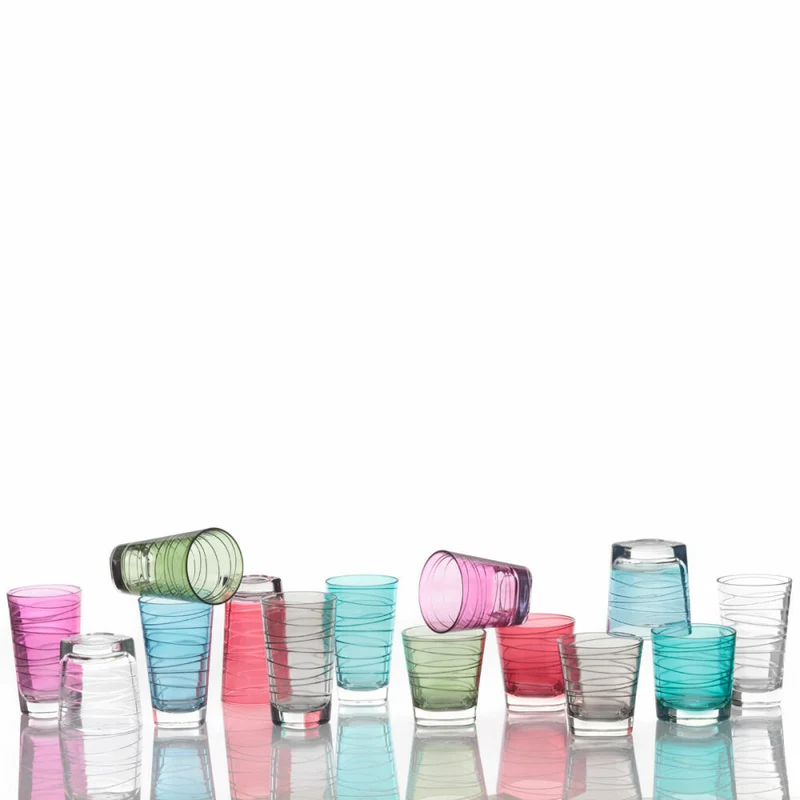 Leonardo Vario Struttura Trinkglas Groß 6er Set, Wasserglas, Saftglas, Glas, Rot, 200 ml, 18233