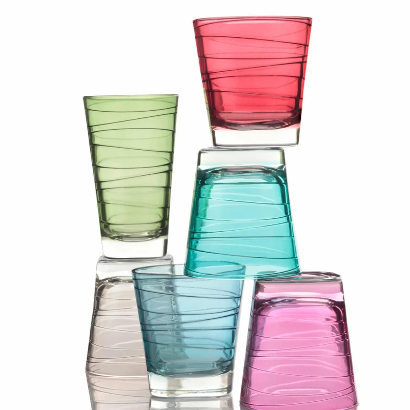 Leonardo Vario Struttura Trinkglas Klein 6er Set, Wasserglas, Saftglas, Glas, Türkis, 170 ml, 18231