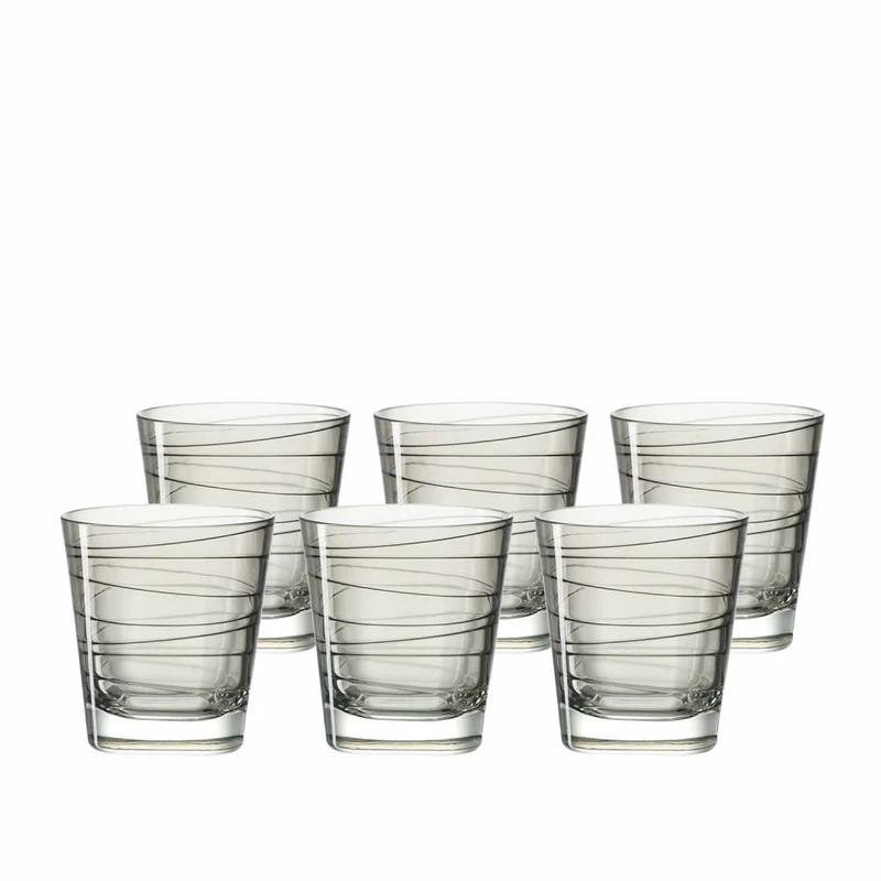 Leonardo Vario Struttura Trinkglas Klein 6er Set, Wasserglas, Saftglas, Glas, Grau, 170 ml, 18229
