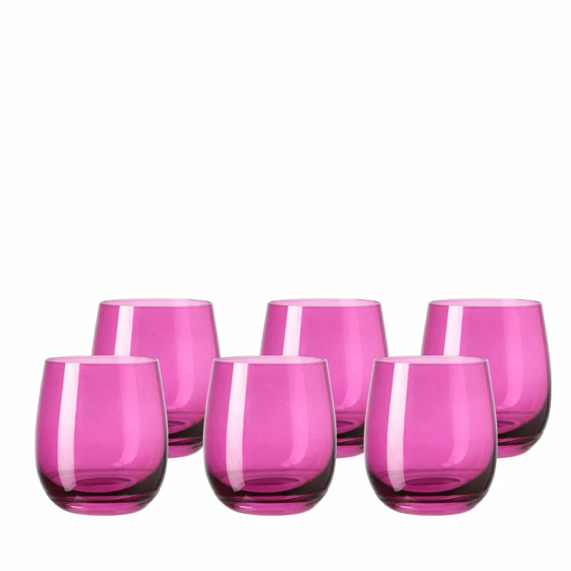 Leonardo Sora Becher 6er Set, Trinkbecher, Trinkglas, Wasserglas, Viola, Glas, 360 ml, 18191
