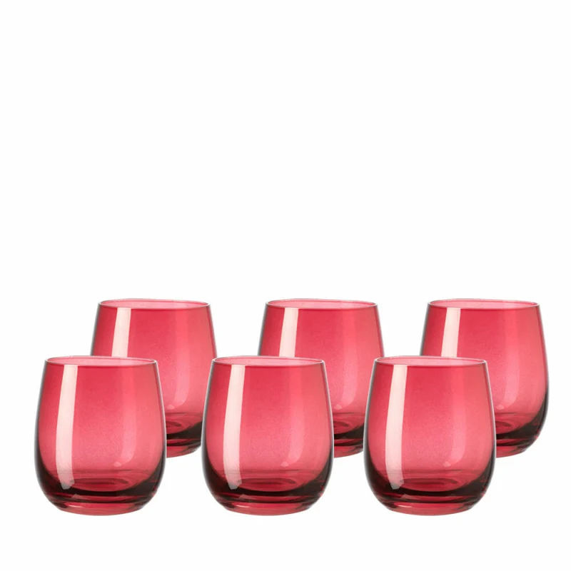 Leonardo Sora Becher 6er Set, Trinkbecher, Trinkglas, Wasserglas, Rubino, Glas, 360 ml, 18190