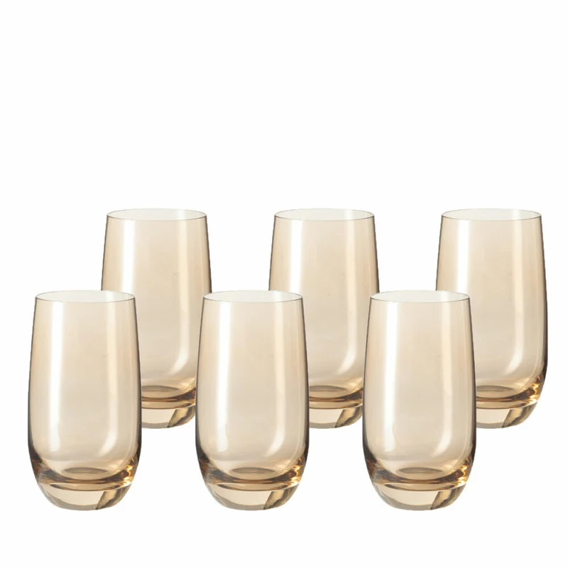 Leonardo Sora Trinkglas 6er Set, Saftglas, Wasserglas, Becher, Glas, Marrone, 270 ml, 14903
