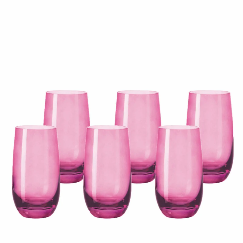 Leonardo Sora Trinkglas 6er Set, Saftglas, Wasserglas, Becher, Glas, Viola, 270 ml, 14898