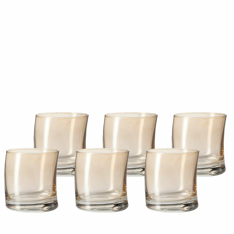 Leonardo Swing Whiskeybecher 6er Set, Whiskey, Whiskyglas, Tumbler, Glas, Marrone, 250 ml, 18014