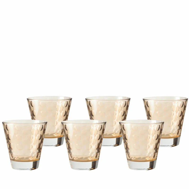 Leonardo Optic Whiskeybecher 6er Set, Whiskey, Whisky Glas, Tumbler, Glas, Marrone, 140 ml, 17992