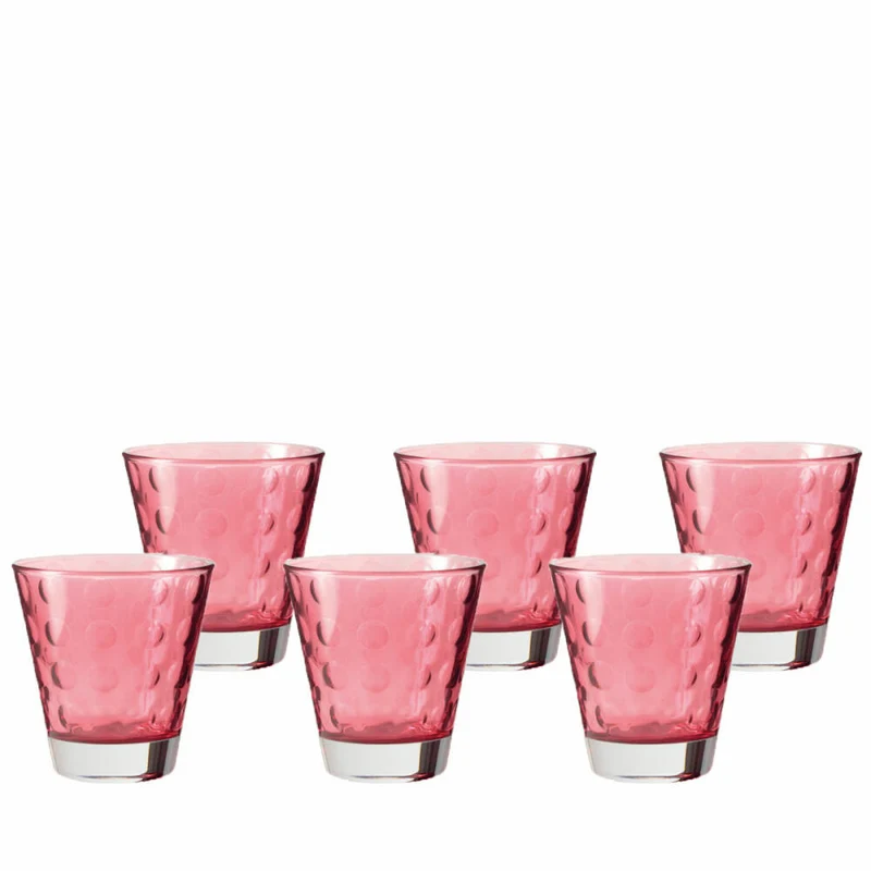Leonardo Optic Whiskeybecher 6er Set, Whiskey, Whisky Glas, Tumbler, Glas, Rubino, 140 ml, 17989
